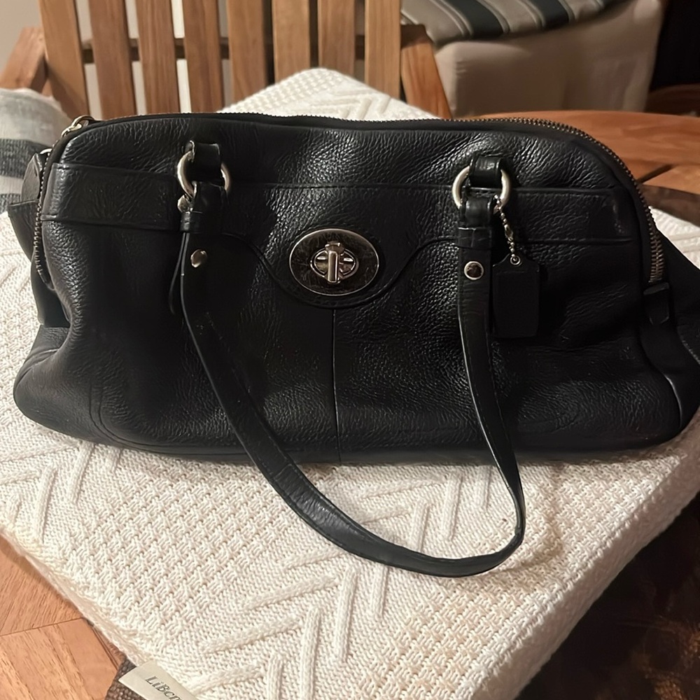 Vintage soft pebble leather coach satchel